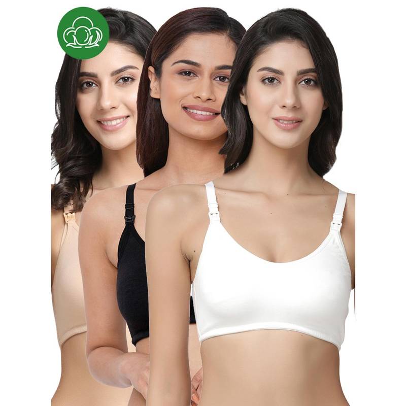 Inner Sense Organic Cotton Antimicrobial Soft Nursing Bra (Pack of 3) (32B)