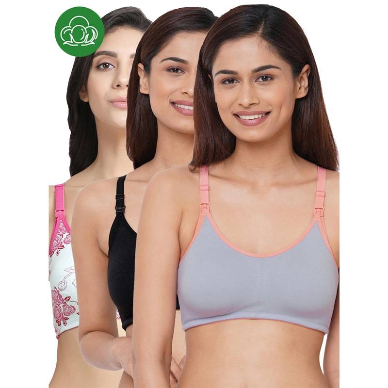 Inner Sense Organic Cotton Antimicrobial Soft Nursing Bra (Pack of 3) (32B)