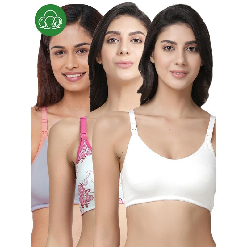 Inner Sense Organic Cotton Antimicrobial Soft Nursing Bra (Pack of 3) (32B)