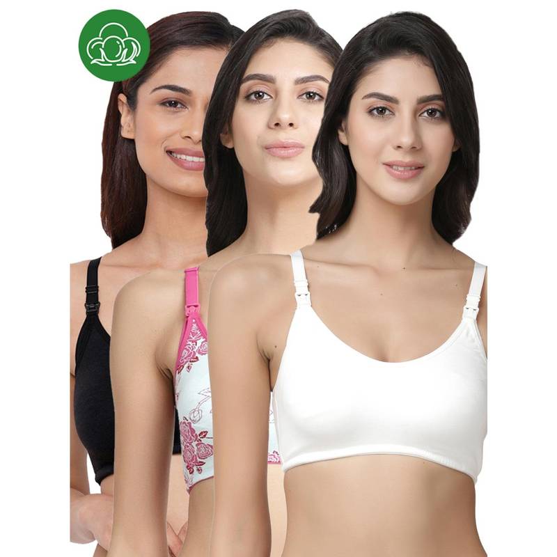 Inner Sense Organic Cotton Antimicrobial Soft Nursing Bra (Pack of 3) (32B)