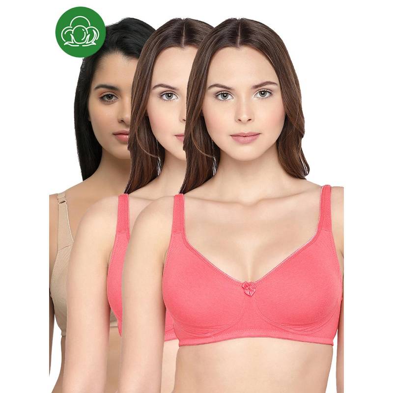 Inner Sense Organic Cotton Antimicrobial Seamless Side Support Bra (Pack of 3) (32B)