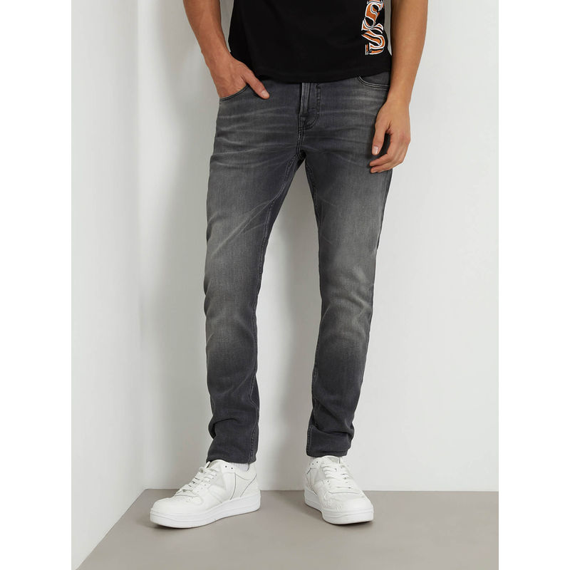 Guess Grey Cotton Blend Solid Super Skinny Fit Jeans (30)