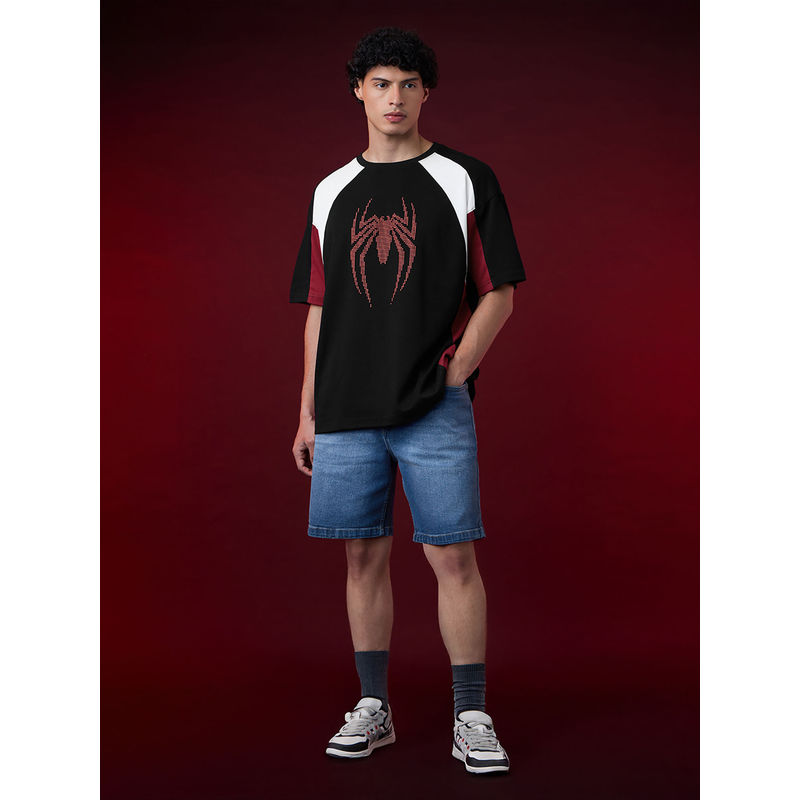 The Souled Store Spider-Man Pixel Logo Men Oversized T-Shirt (M)