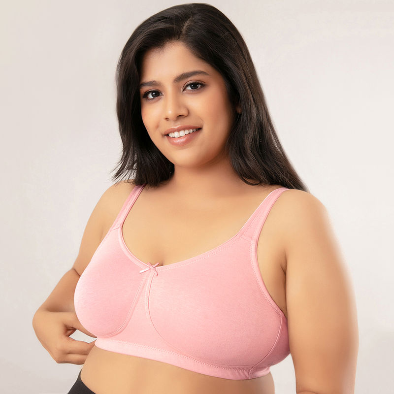 No Sweat Breast Separating Breathe Cotton Non Padded Non Wired Bra Coral NYB105 (42D)