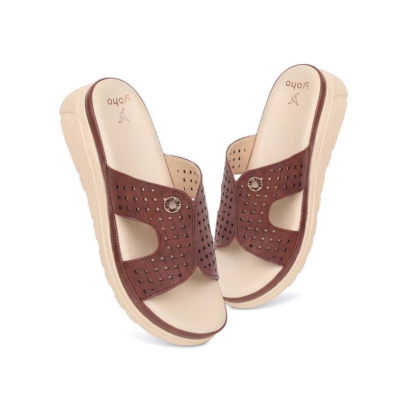 Yoho Sdl 111 Slides for Women Featherlight Design Brown (UK 4)