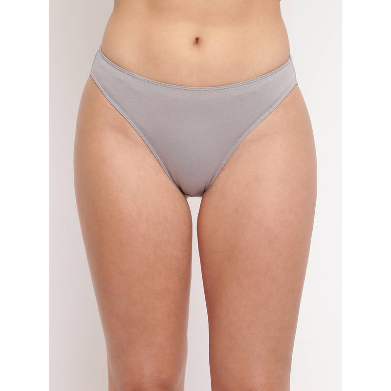BASIICS by La Intimo Glamo Rise High Leg Brief - Grey (L)