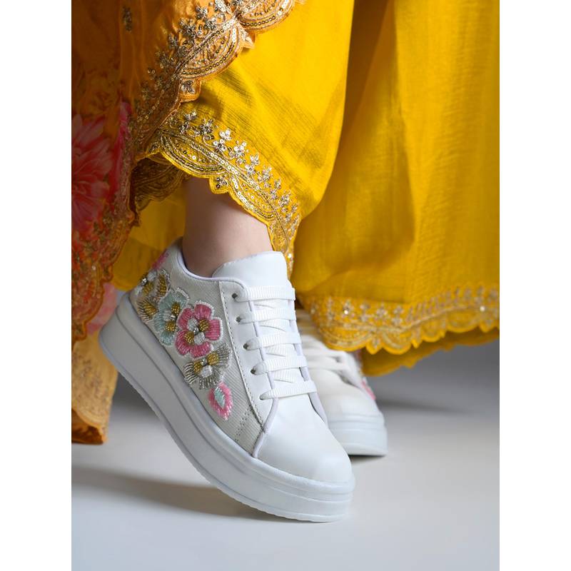 HVNLY by Shoetopia Women White Sneakers (EURO 36)