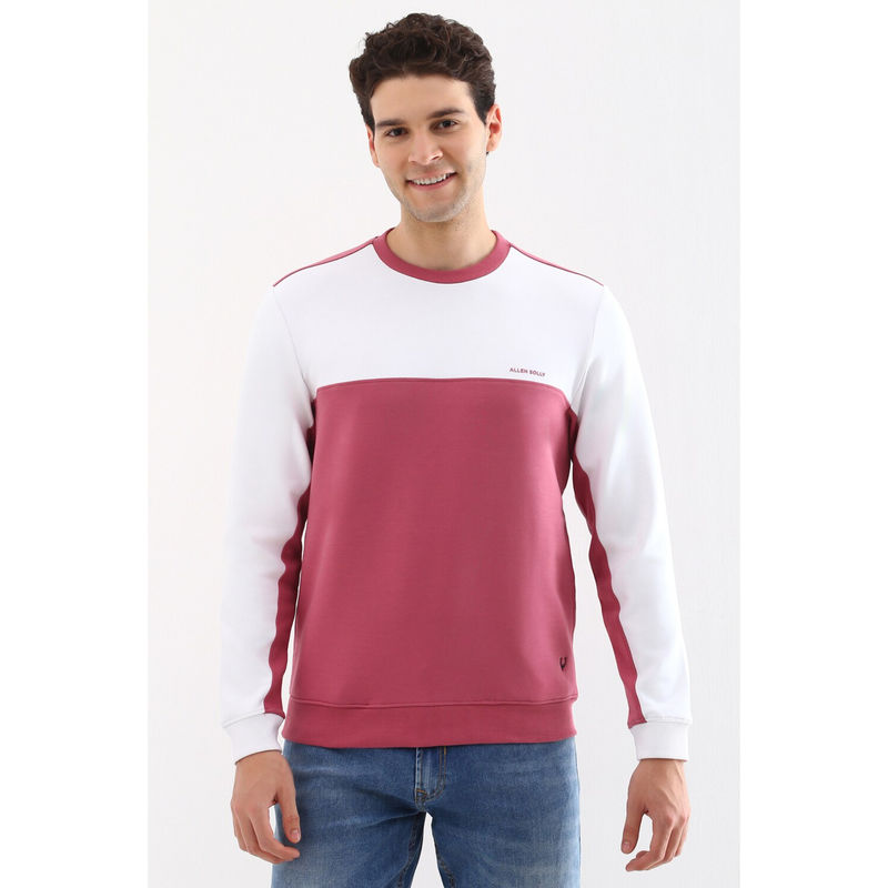 Allen Solly Men Pink Crew Neck Full Sleeves Casual Sweatshirt (M)