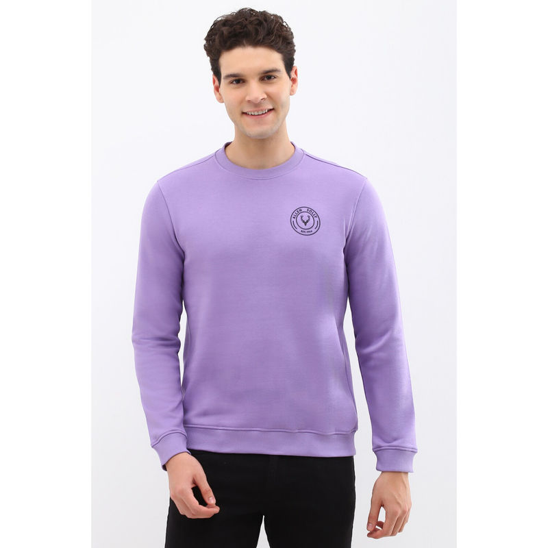 Allen Solly Men Purple Crew Neck Full Sleeves Casual Sweatshirt (L)