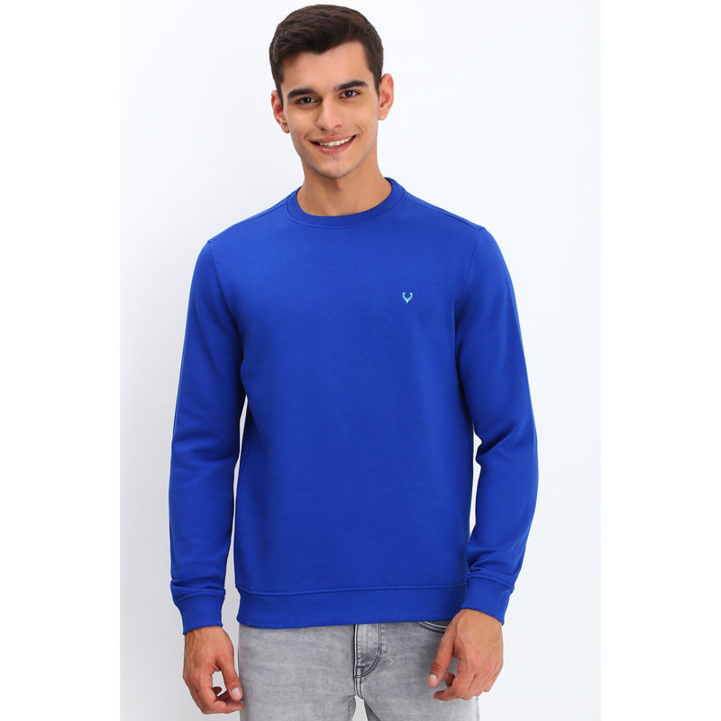 Allen Solly Men Blue Crew Neck Full Sleeves Casual Sweatshirt (M)