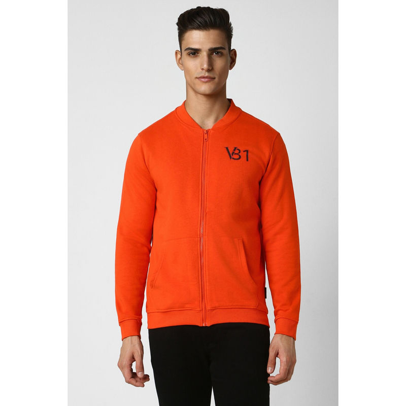 Van Heusen Men Red Solid High Neck Sweatshirt (XL)