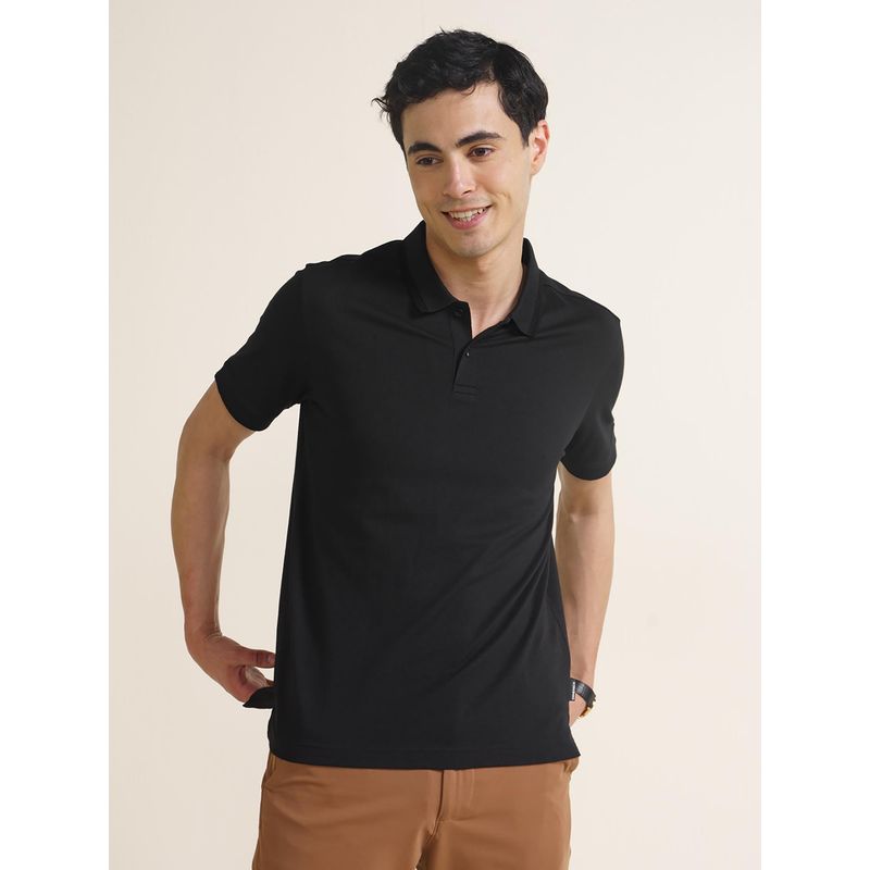 DaMENSCH Black Thermoregulating Regular Fit Polo T-Shirt (S)