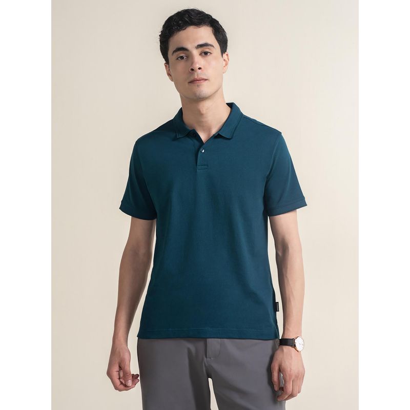 DaMENSCH Teal Thermoregulating Regular Fit Polo T-Shirt (S)