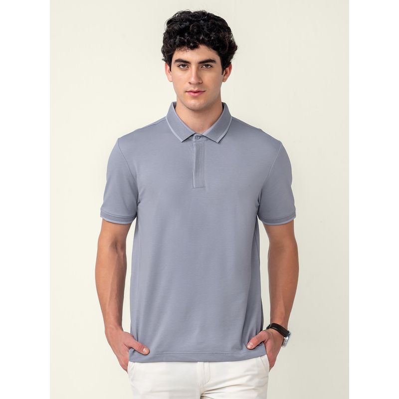 DaMENSCH Men Lavender Thermoregulating Regular Fit Polo T-Shirt (S)