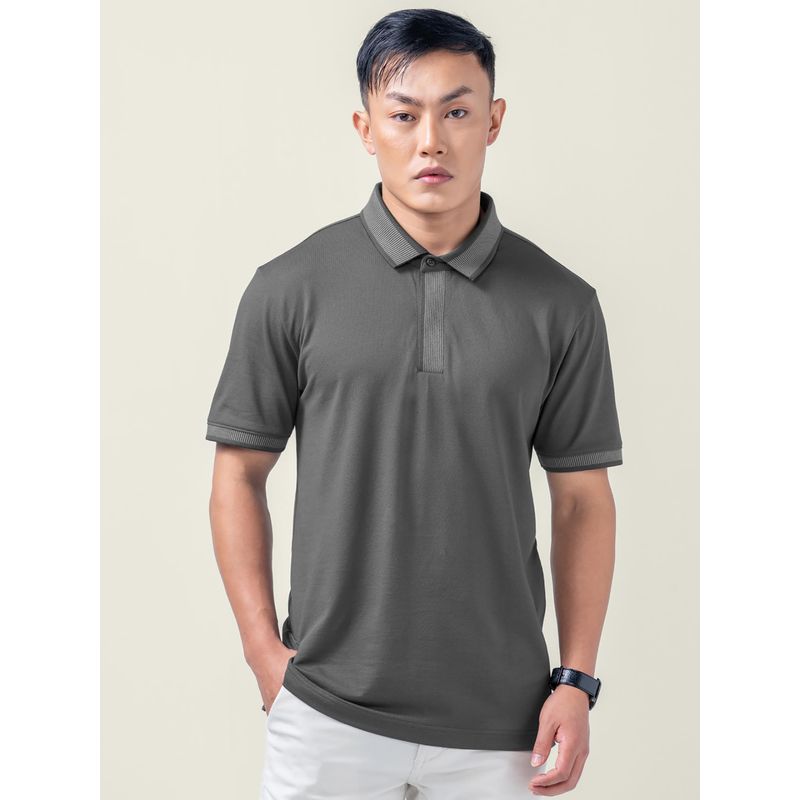 DaMENSCH Men Grey Thermoregulating Regular Fit Polo T-Shirt (S)