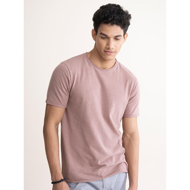 DaMENSCH Men Pink Regular Fit T-Shirt (M)