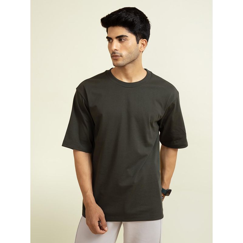 DaMENSCH Olive Oversized Solid T-Shirt (2XL)
