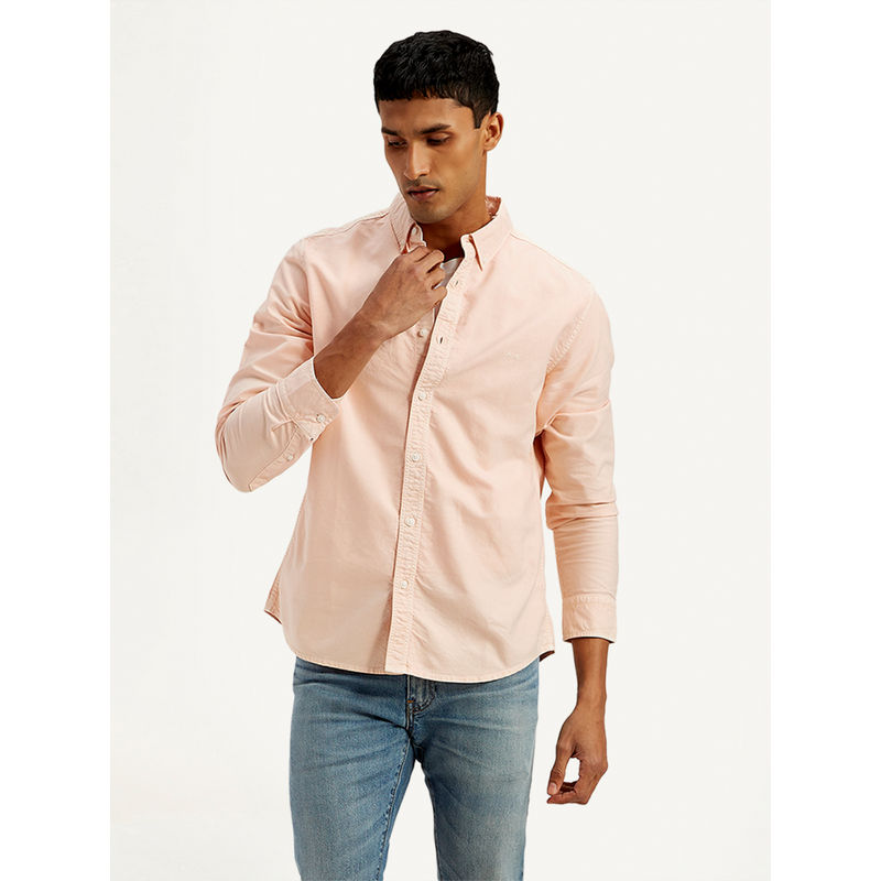 Levi's Men's Peach Solid Slim Fit Shirt (2XL)