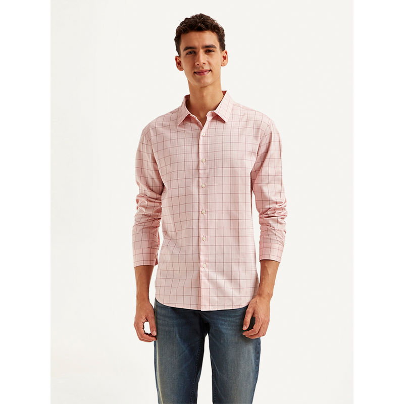 Levi's Men's Pink Checkered Slim Fit Shirt (M)