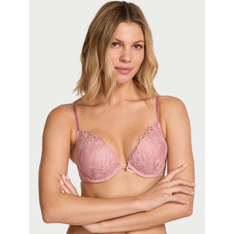 Victoria's Secret Very Sexy Bombshell Rose Lace Shimmer Push-Up Pink Bra (32D)