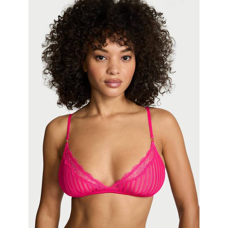 Victoria's Secret Tease Sheer Stripe Triangle Pink Bra (M)