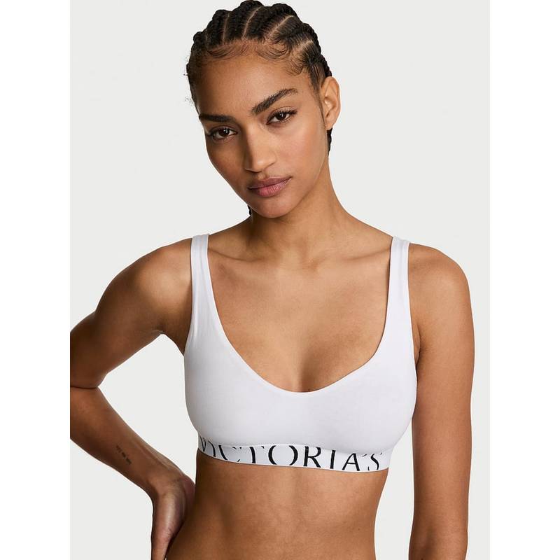 Victoria's Secret The T-shirt Cotton Exploded Logo Unlined White Bra (XL)