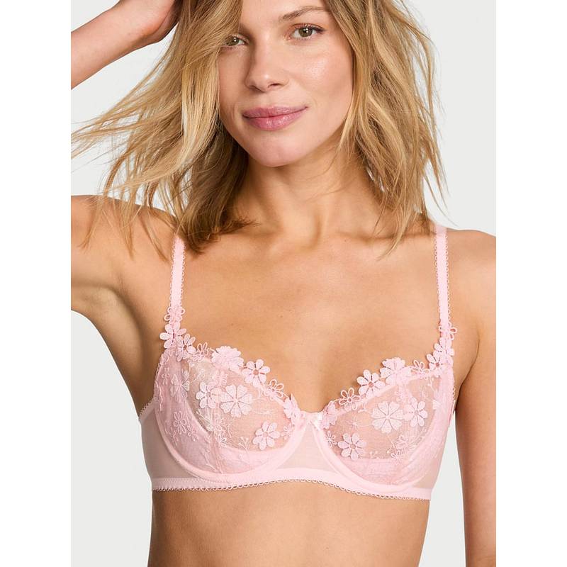 Victoria's Secret Dream Angels Wicked Unlined Blossom Balconette Pink Bra (32D)