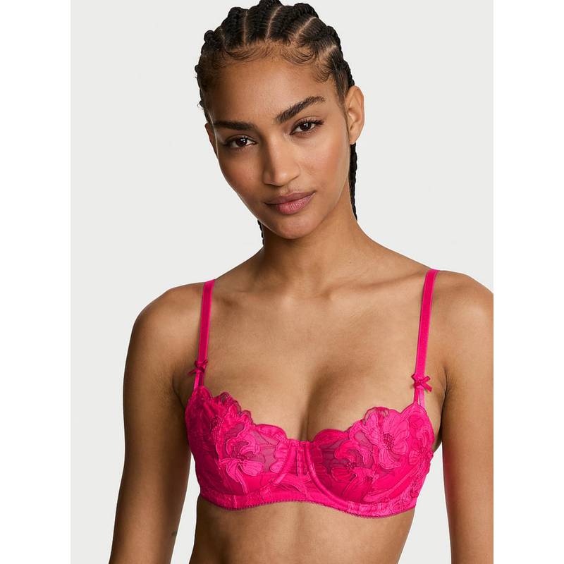 Victoria's Secret Dream Angels Wicked Unlined Pop Floral Balconette Pink Bra (32C)