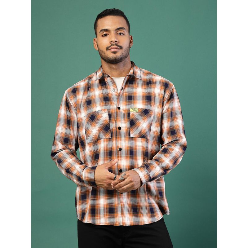 RIGO Men Multi-Colour Printed Checks Shacket (L)