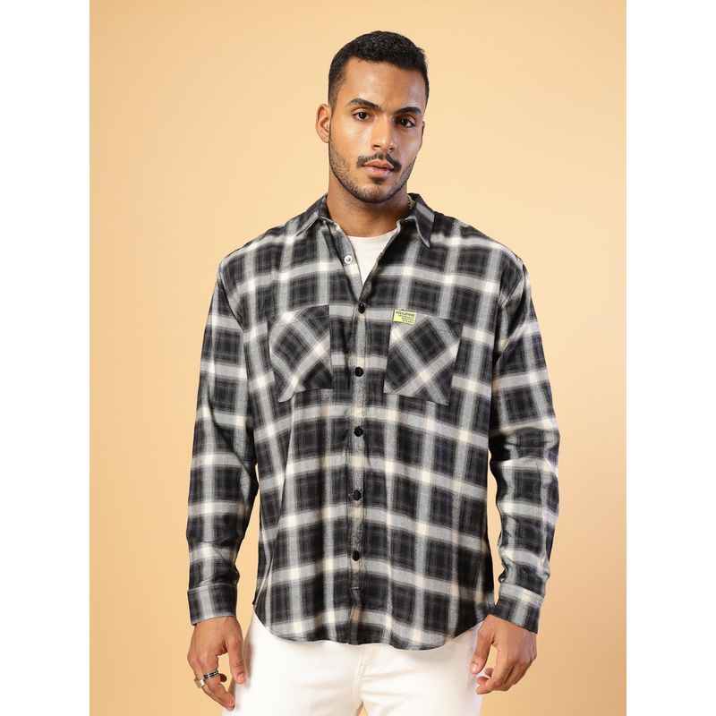 RIGO Men Black Printed Checks Shacket (L)