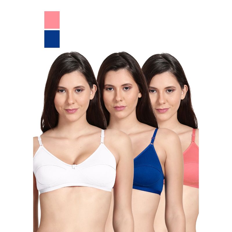 Shyaway Shyle Non Padded Seamed Everyday Bra Multicolor (Pack of 3) (32B)