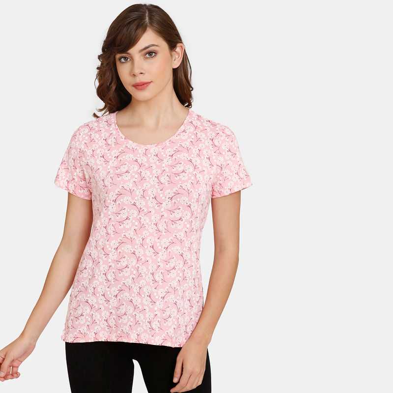 Zivame Dream Land Knit Cotton Tops - Candy Pink (S)