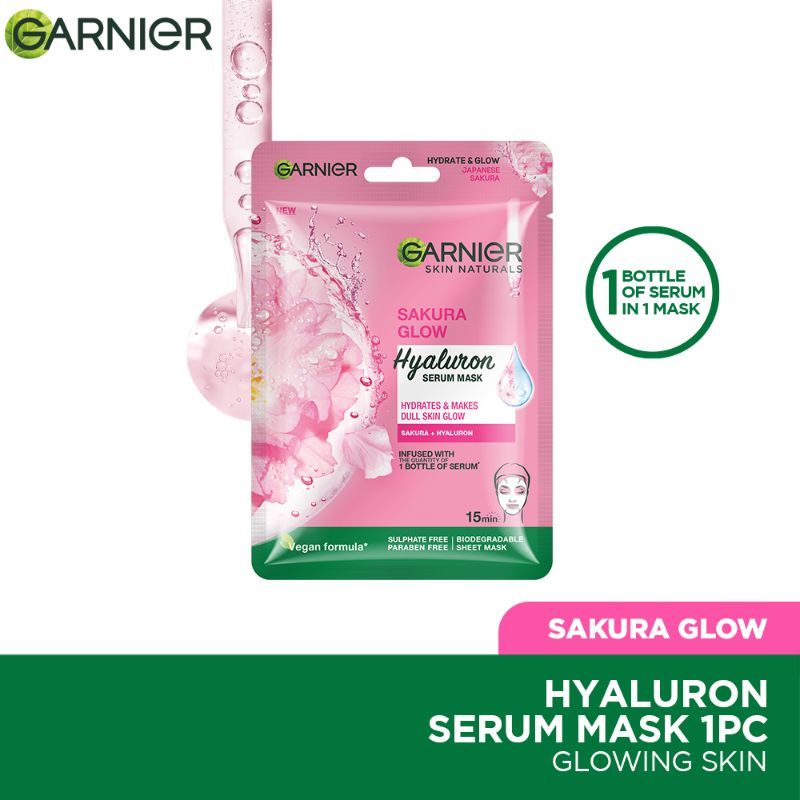 Garnier Skin Naturals Sakura Glow Hyaluron Serum Mask Super Hydrate & Glow Dull Skin