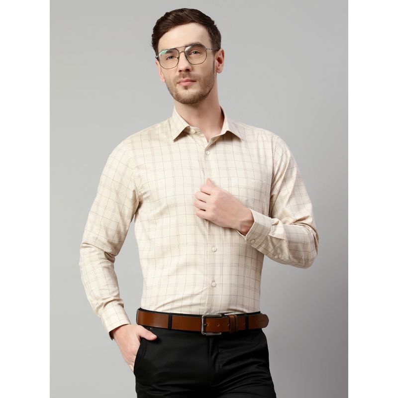 Cantabil Men Cotton Beige Shirt (38)