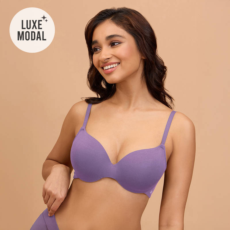 Nykd By Nykaa Super Soft Luxe Modal Padded Cushioned Wire T-Shirt Bra NYB218 Grape (34D)
