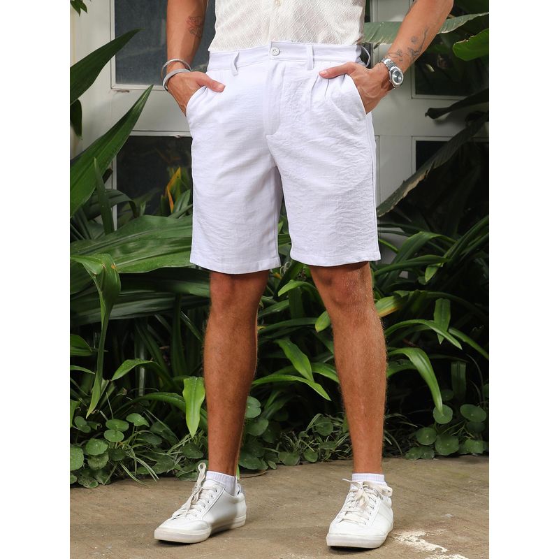 CAHOOT Men White Solid Regular Fit Shorts (36)