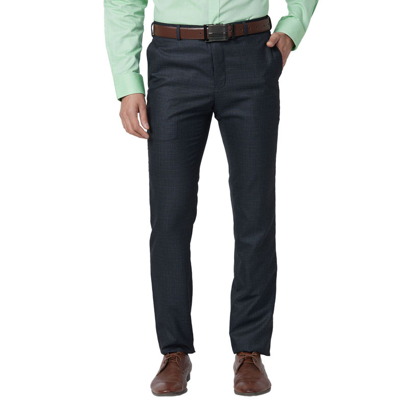 Raymond Slim Fit Solid Dark Blue Formal Trouser (30)