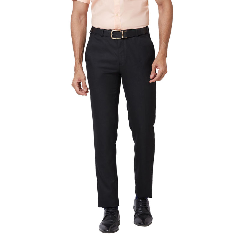 Raymond Slim Fit Solid Black Formal Trouser (32)