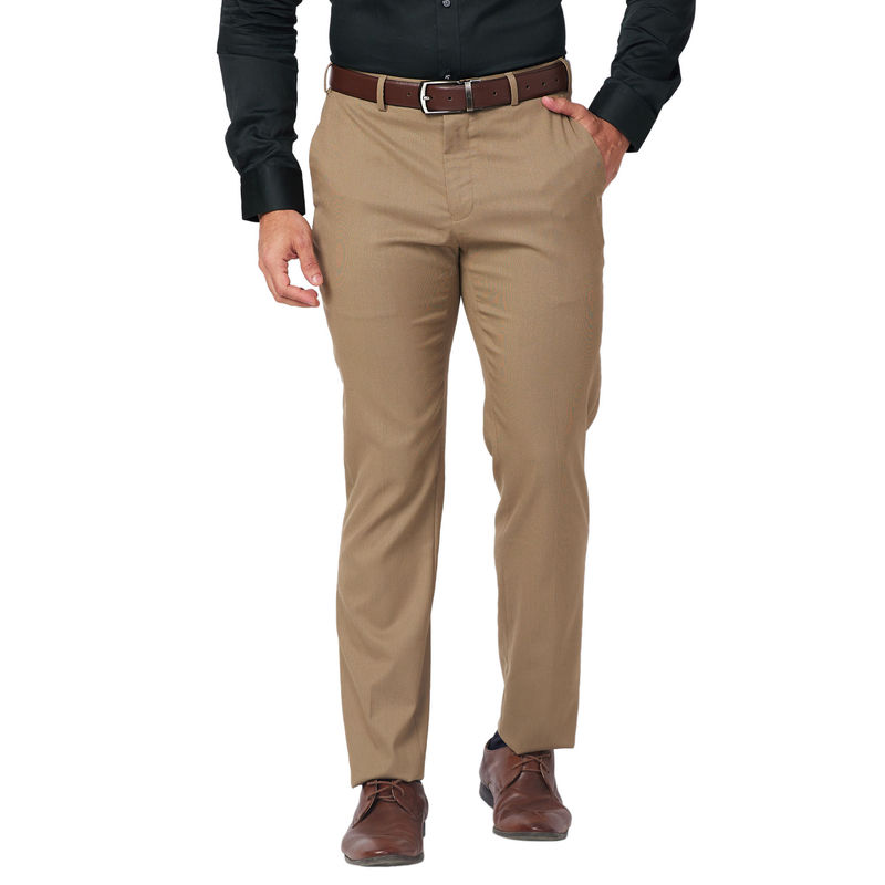 Raymond Slim Fit Solid Brown Formal Trouser (30)