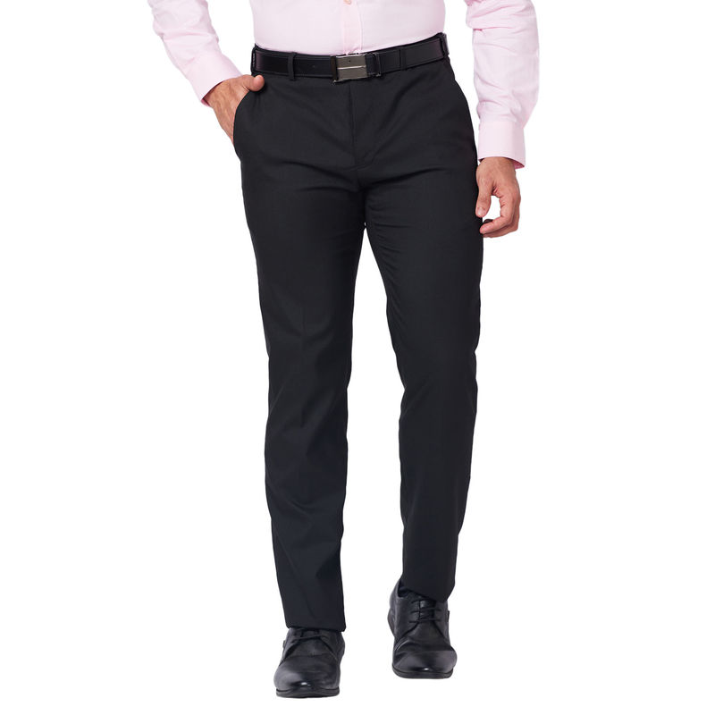 Raymond Slim Fit Solid Black Formal Trouser (38)
