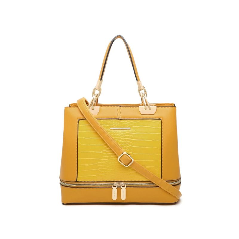 Buy Diana Korr Yellow Solid Faux Leather Satchel Online