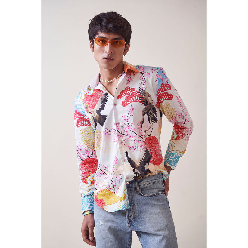 Loudless Flamingo Printed Shirt for Men (XL)