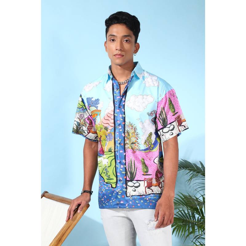 Loudless Mughal Printed Half Sleeves Shirt for Men (S)