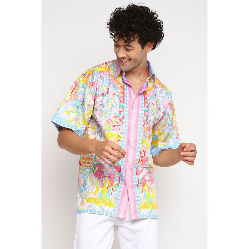 Loudless Aztecs Printed Half Sleeves Shirt for Men (M)