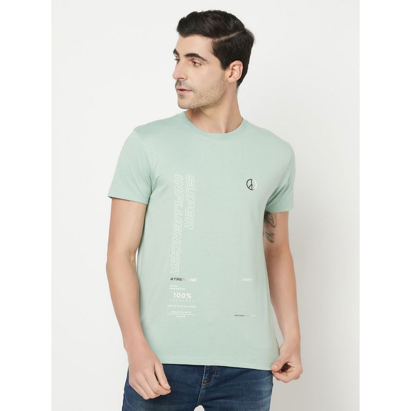 Octave Men Green Typography Printed T-Shirt (M)