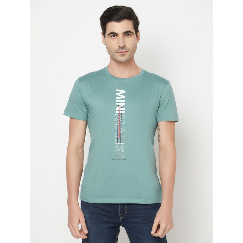 Octave Men Green Graphic Printed T-Shirt (S)
