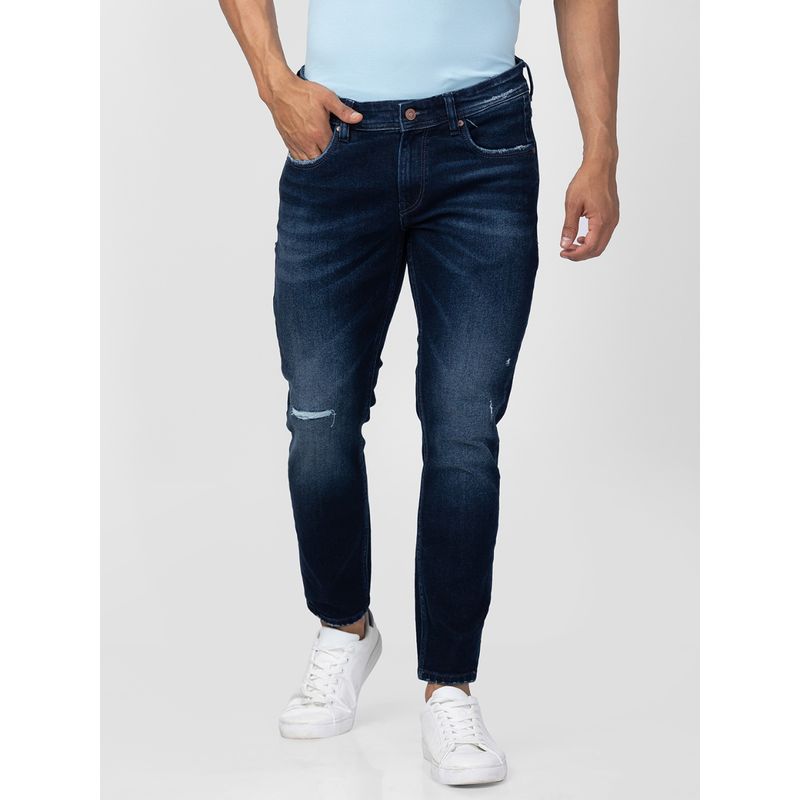 Spykar Blue Mid Rise Tapered Fit Jeans for Men (30)