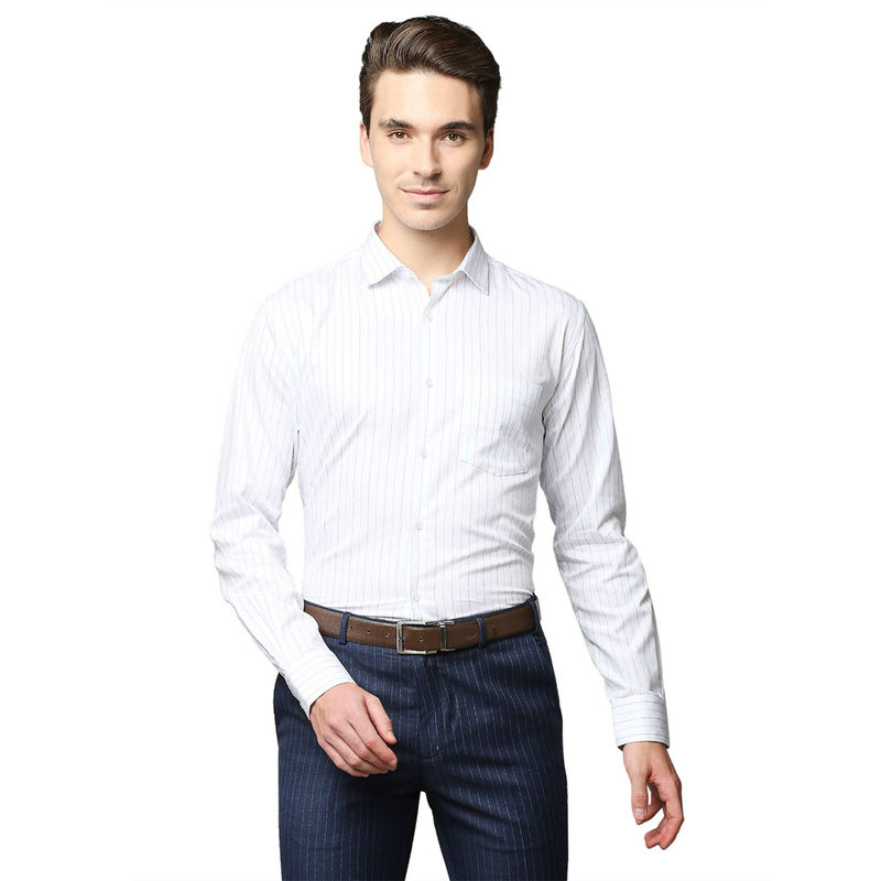 Park Avenue Men Stripes White Shirt (44)