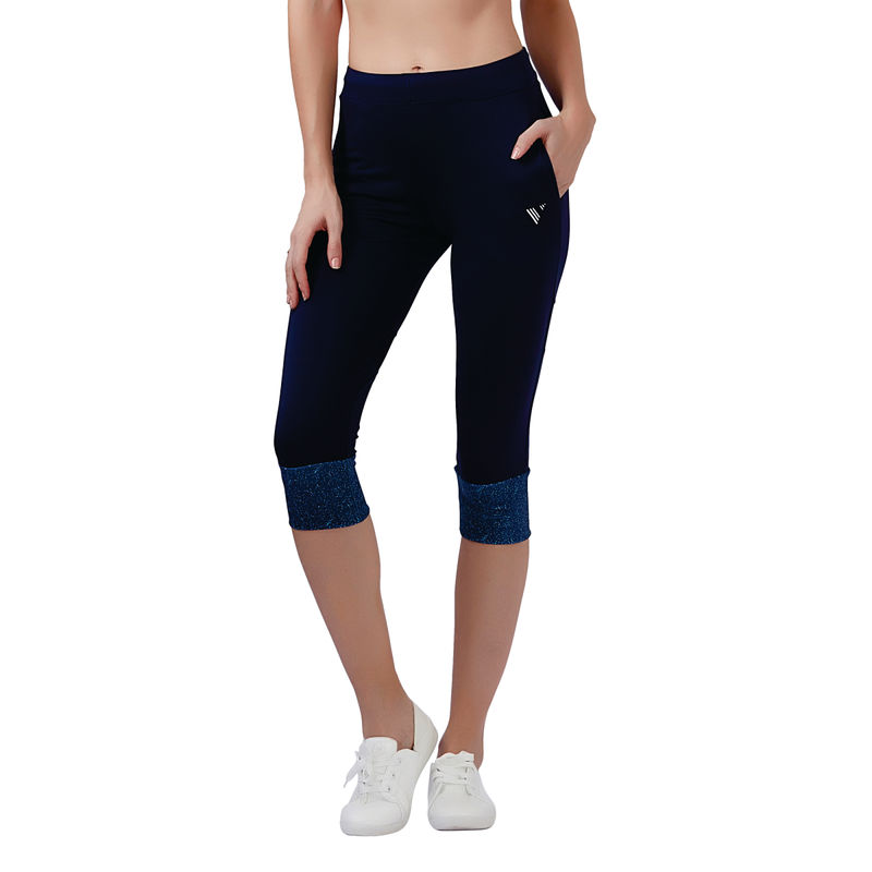 Veloz Women's Multisport Wear - Capri With Pocket Leggings 3/4Th V Flex - Blue (L)