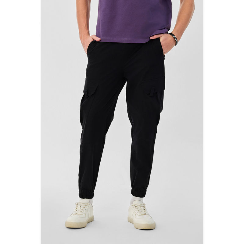 Snitch Black Solid Slim Casual Cargo Pant For Men (38)